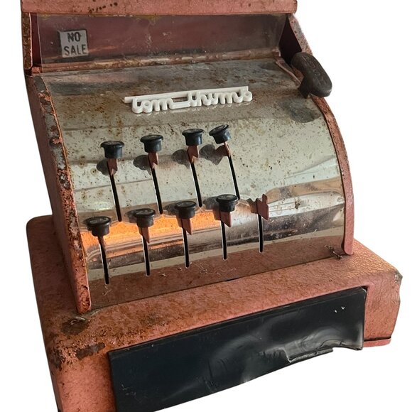 Vintage Tom Thumb Toy Cash Register Red Metal 1950's-1960's USA Pop Up Numbers - Picture 2 of 9